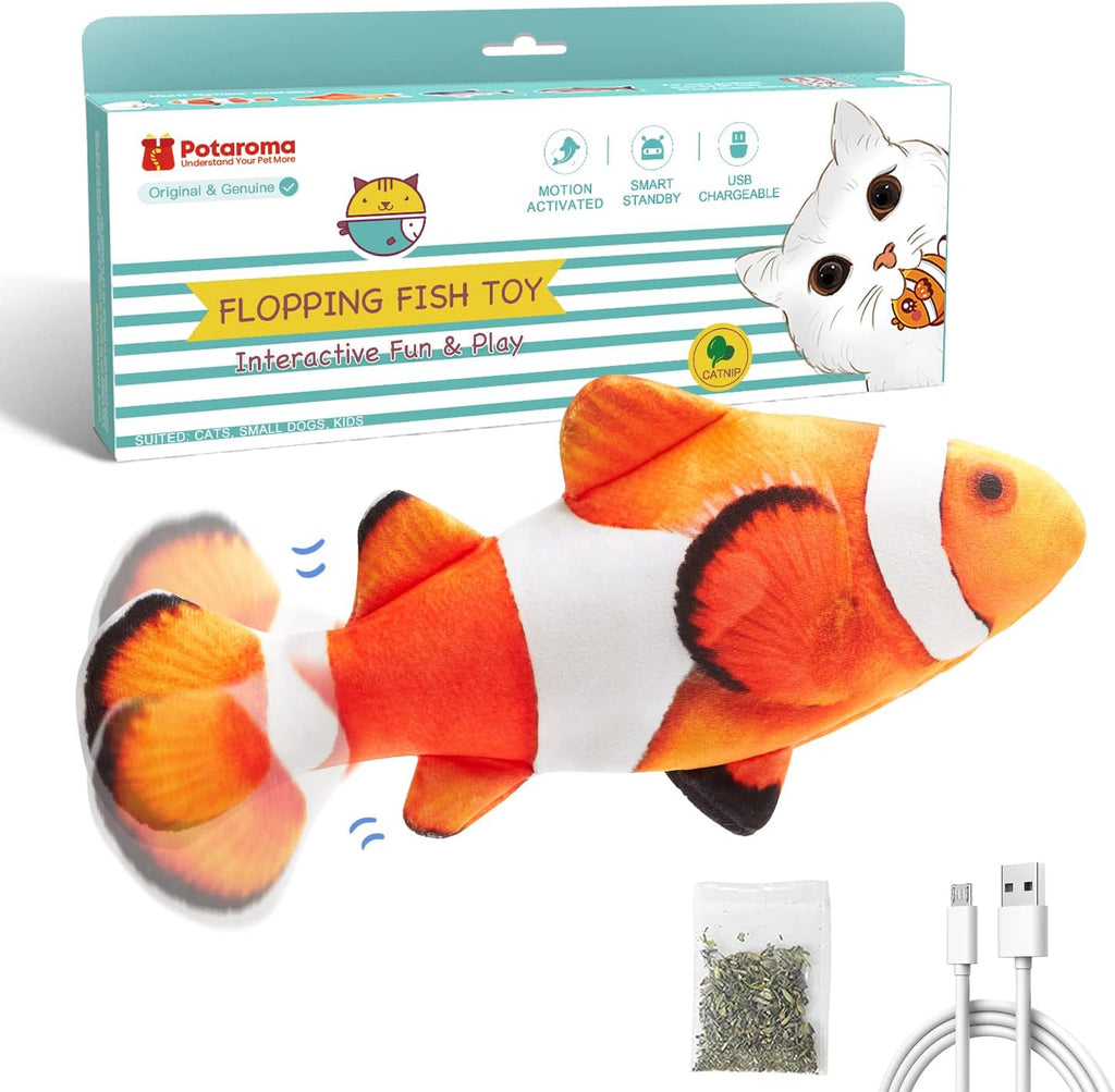 Potaroma Cat Toys Flopping Fish with Catnip, Moving Kitten Kicker, Floppy Wiggle Carp for Small Dogs, Interactive Motion Kitty Exercise, 10.5 Inches - Image 9