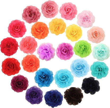 Willbond pet collar flowers front view colorful chiffon charms for dogs