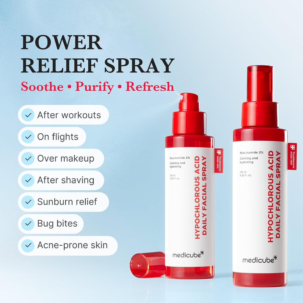 Medicube hypochlorous acid spray nozzle and cap detail