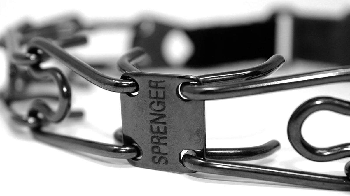 Durable matte black finish dog pinch collar for professional obedience training.