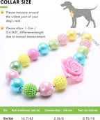 Hosiwei chunky 19mm pearl pet jewelry with pink flower charm accessory detail.