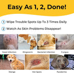 Back label of Smiling Paws Pets Chlorhexidine and Ketoconazole wipes with ingredient details.