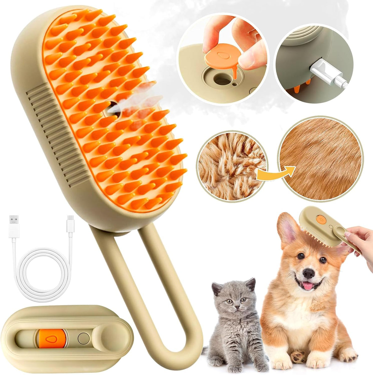 Video Game Accessories 3 in 1 pet steam brush front view