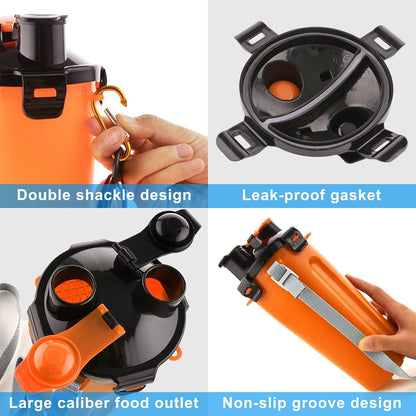 Leak proof travel container for dogs showcasing the food isolation net