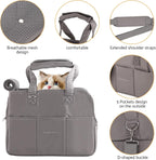 Model carrying Maxetodo pet carrier crossbody style