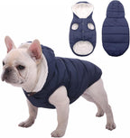 Sawmong waterproof dog winter coat front view in navy blue