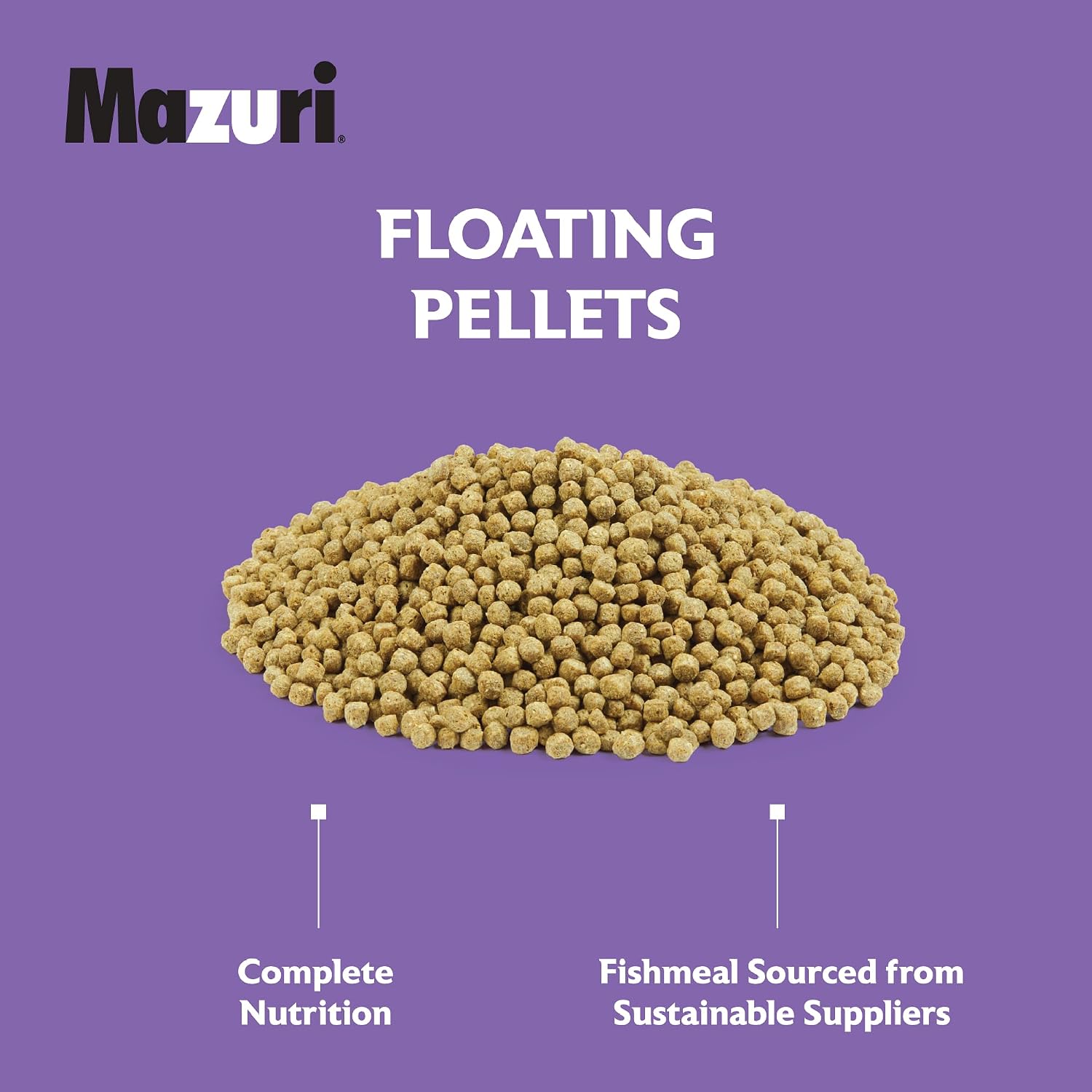 Side profile of 20 lb bag of Mazuri fish food
