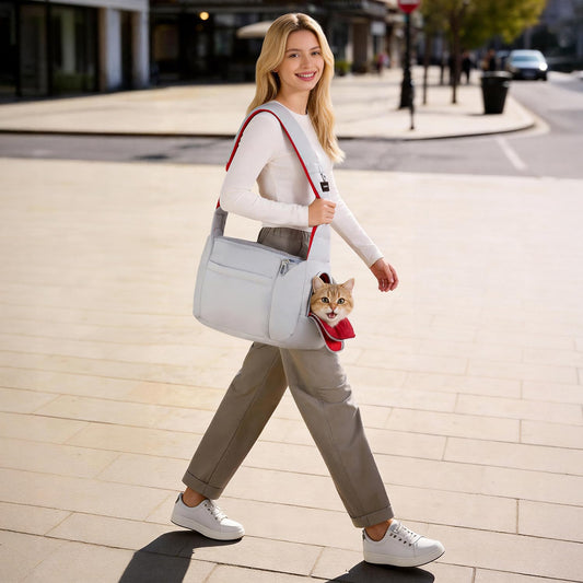 Hands-free pet travel sling bag with adjustable strap