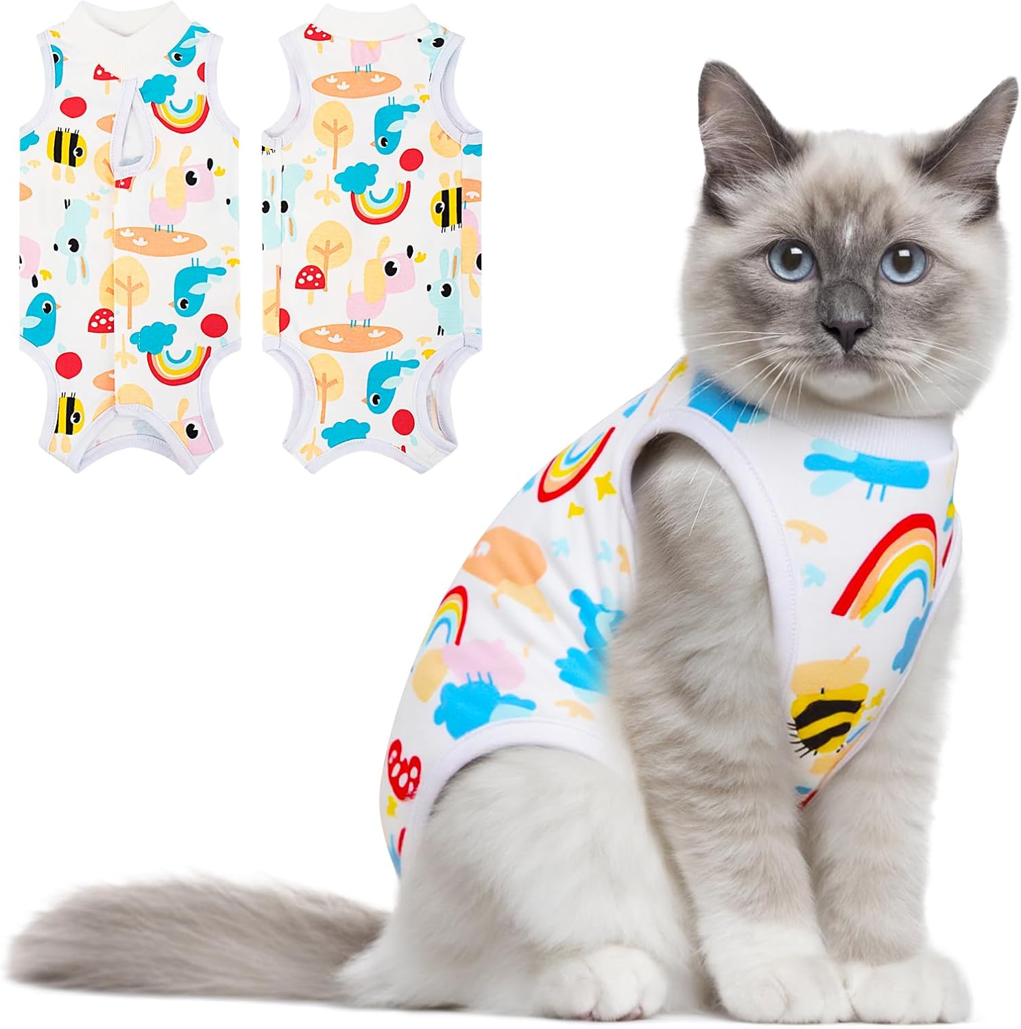 Coppthinktu Cat Recovery Suit Female Cats Onesie for Cats, Breathable Cat Surgery Suit for Surgical Abdominal Wounds Skin Diseases, Cute Kitten Spay Recovery Suit E-Collar Alternative Anti Licking - Image 9