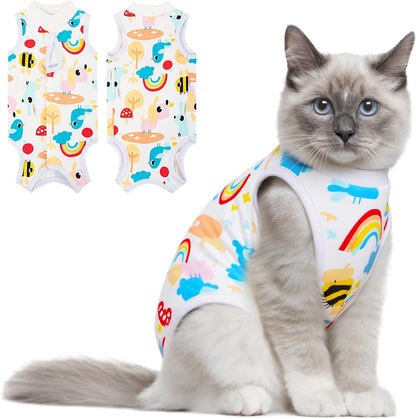 Coppthinktu Cat Recovery Suit Female Cats Onesie for Cats, Breathable Cat Surgery Suit for Surgical Abdominal Wounds Skin Diseases, Cute Kitten Spay Recovery Suit E-Collar Alternative Anti Licking - Image 9