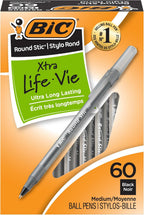 BIC Round Stic Xtra Life Ballpoint Pen with 1.0 mm Medium Point and Consistent Ink Flow, 60-Count in Blue Ink - Image 8