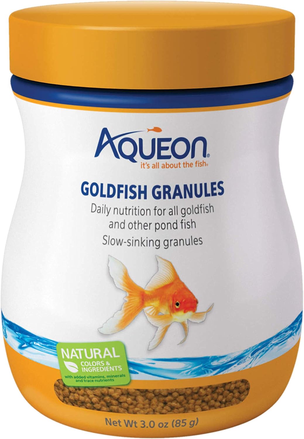 Aqueon 5.8 Ounce Goldfish food safety seal and packaging