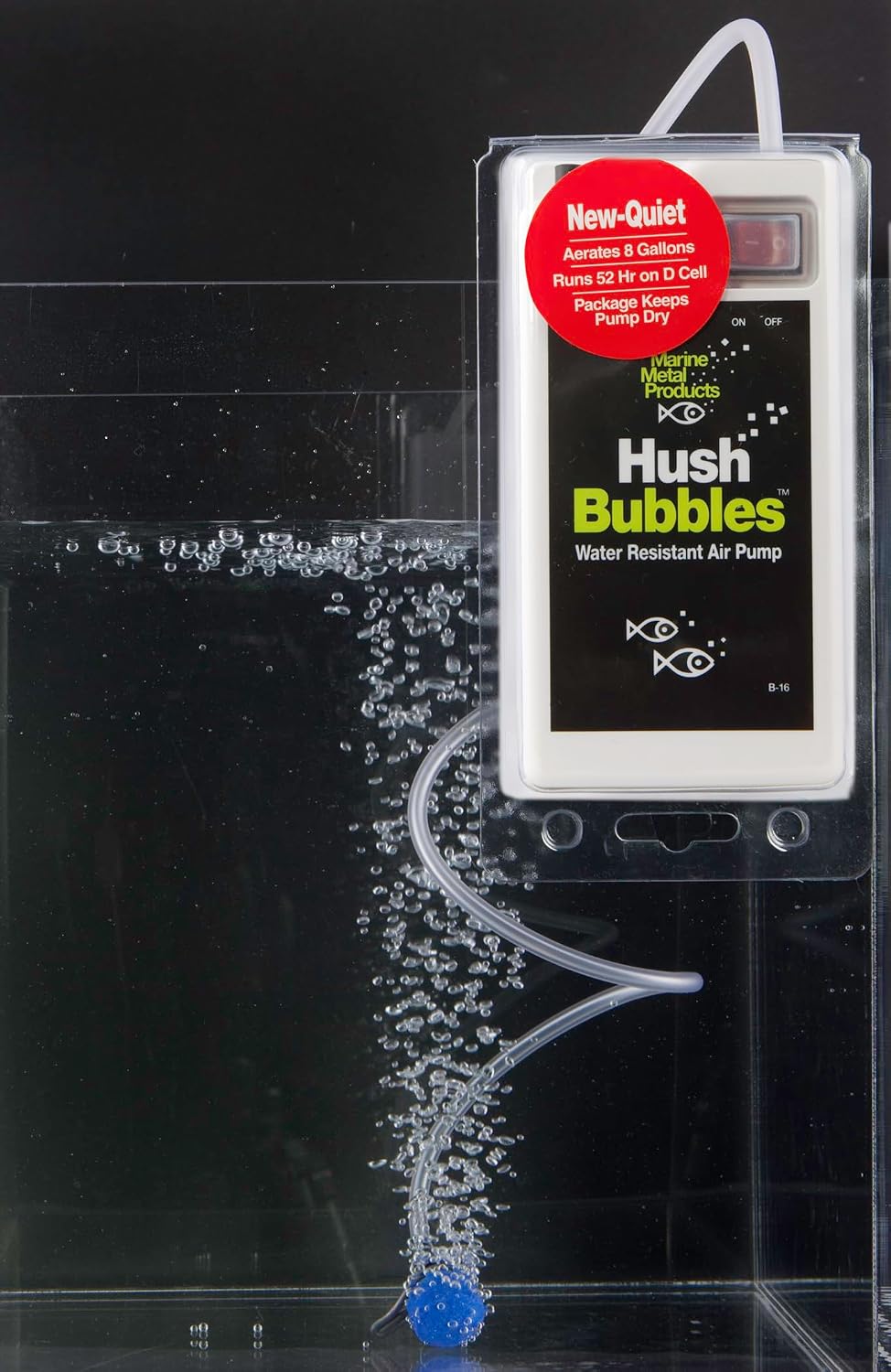 Marine Metal B-16 Hush Bubbles air pump with airline and air stone