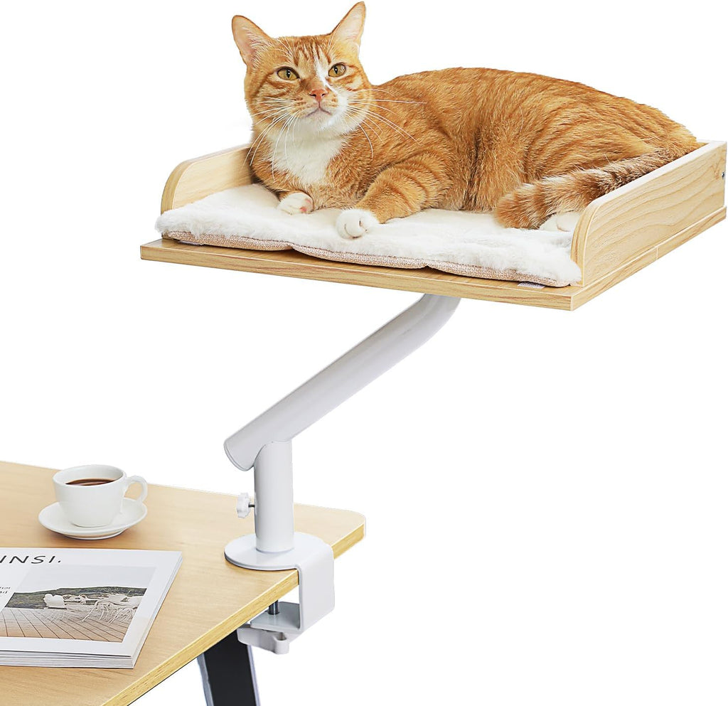 PAWZ Road Cat Desk Bed for Indoor Cats, Cat Bed for Desk Supports Up to 50 lbs, 360 degrees Rotation & Adjustable, Nest Desktop Attachment Cats Hammock for Table, White - Image 10