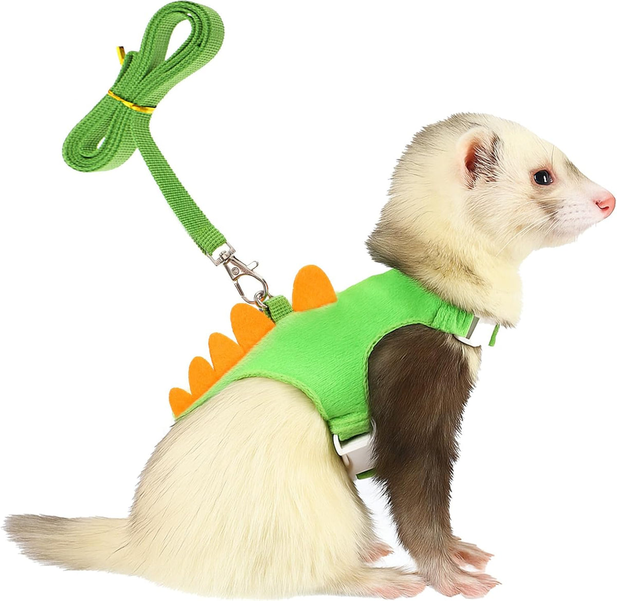YBEATY ferret harness and leash set green front view displaying the adjustable vest design