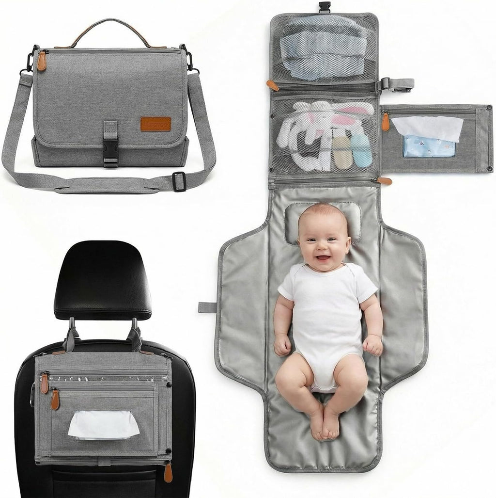 Ubravoo portable diaper changing pad grey front view
