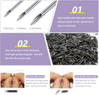 Close up of the 1.4 by 8 millimeter miniature pet transponder needle applicator.