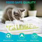 Close up of food safe plastic barriers and pegs on cat toy