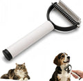Generic Double Sided Dematting Comb front view showing white ergonomic handle