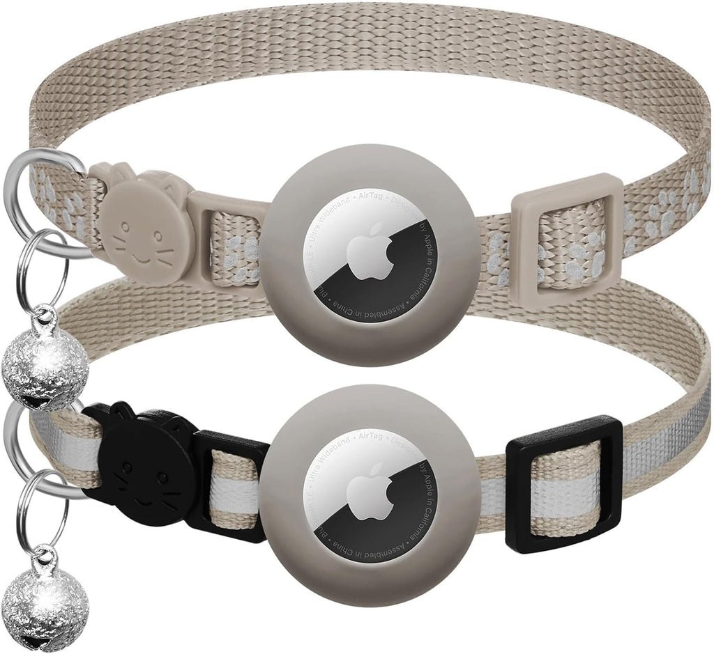 2 Pack Airtag Cat Collar Breakaway with Bell,Reflective Kitten Collar with Apple Airtag Cat Collar Holder,Adjustable 7-12In,Safety Buckle for Girl Boy Cats,Pet Supplies,Accessories,Gifts (Pink) - Image 13