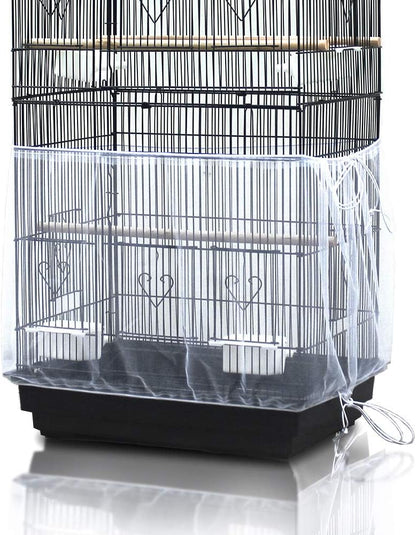 ASOCEA pet supply mesh netting installed securely on a round parrot cage