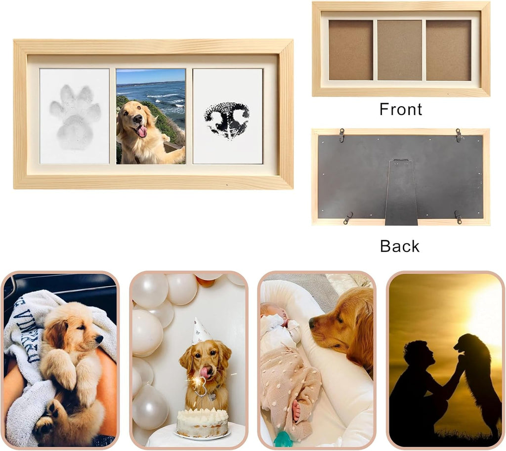 ZAPVLVT dog memorial picture frame with clean touch ink pad and non toxic clay packages