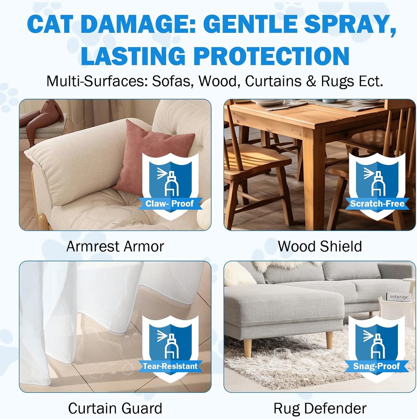 Anti scratch cat spray being applied to a fabric couch cushion