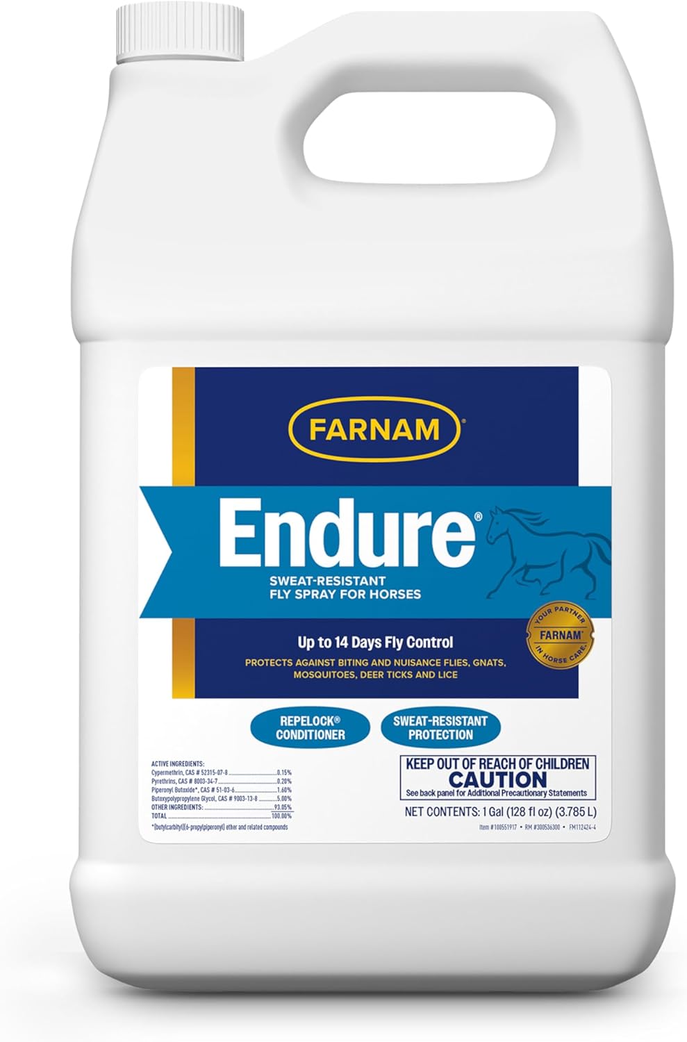 Farnam Endure sweat resistant fly spray front view jug