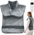 NBKLS electric heating pad front view showing the grey flannel wearable wrap style for back pain relief