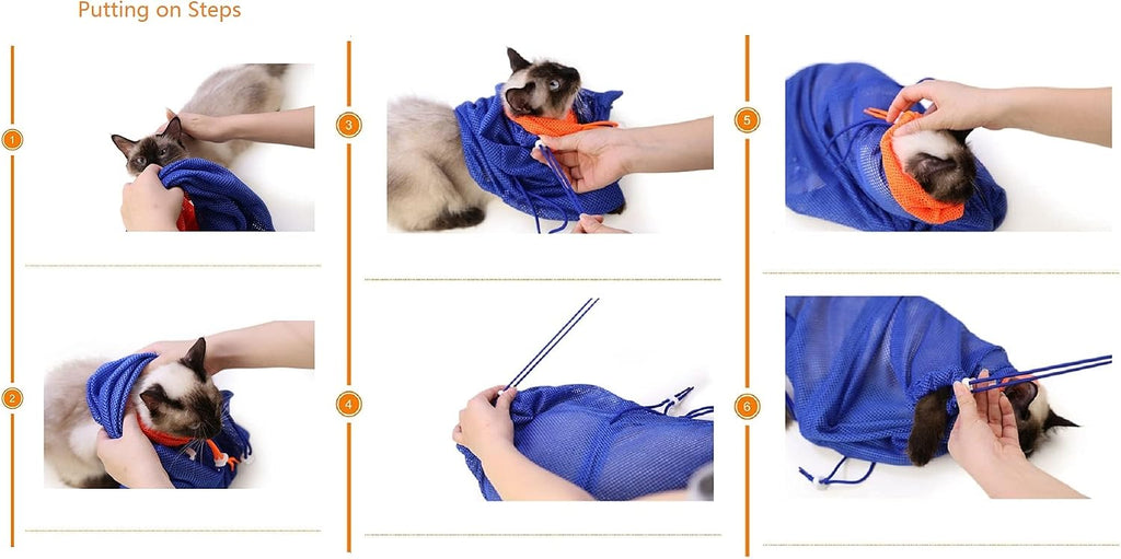 Famoore cat grooming bag being used for nail trimming