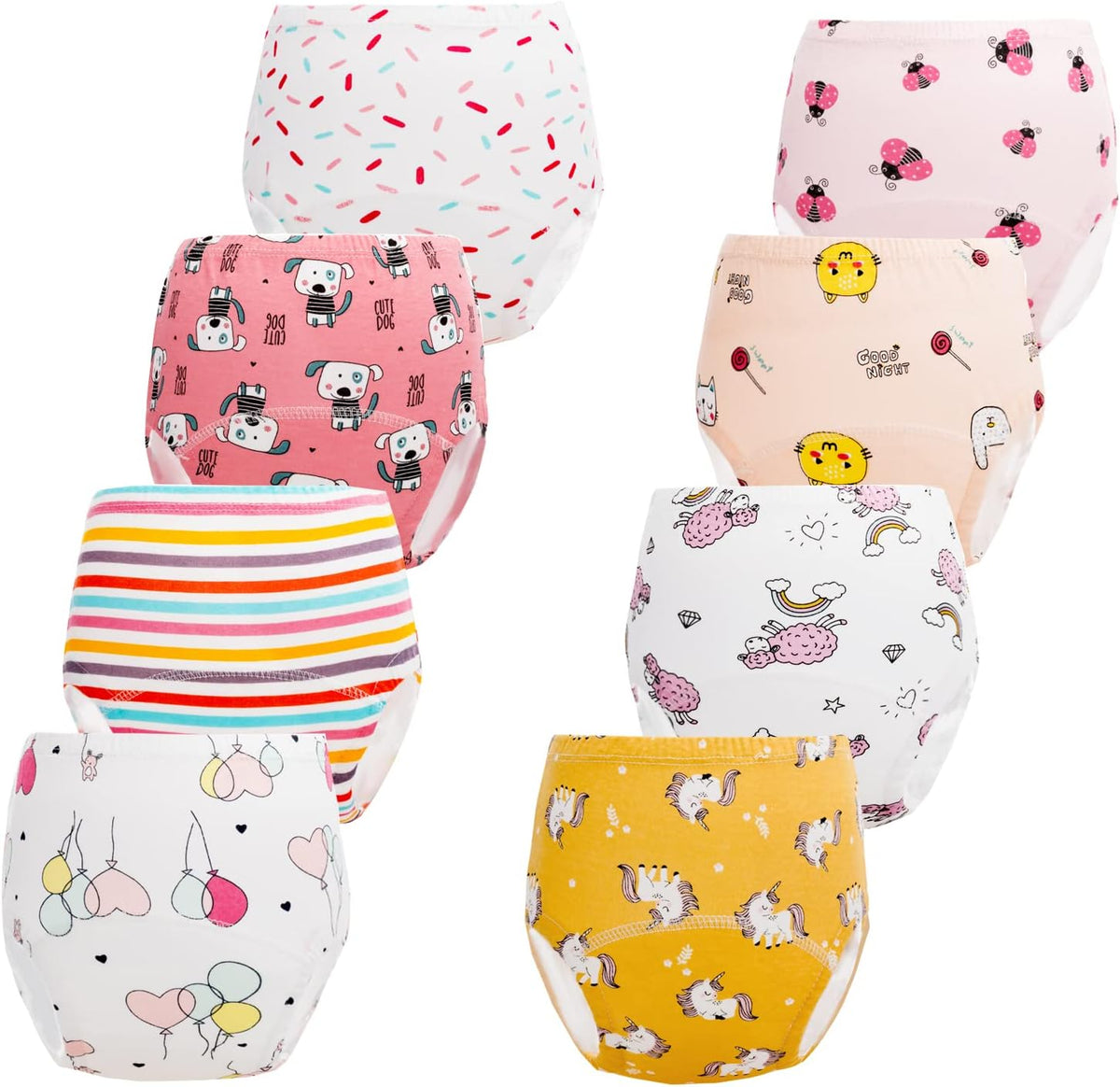 JackLoveBriefs girls potty training pants medium white eight pack front view