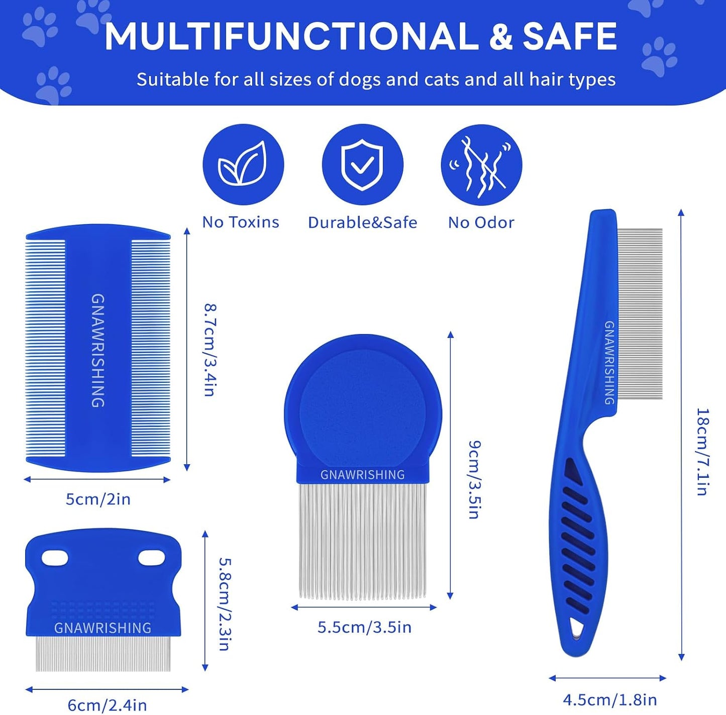 Stainless steel fine tooth pet tear stain remover comb close up