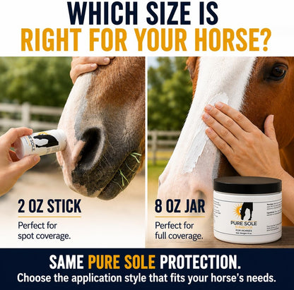 Pure Sole horse sunblock for pink noses lifestyle shot