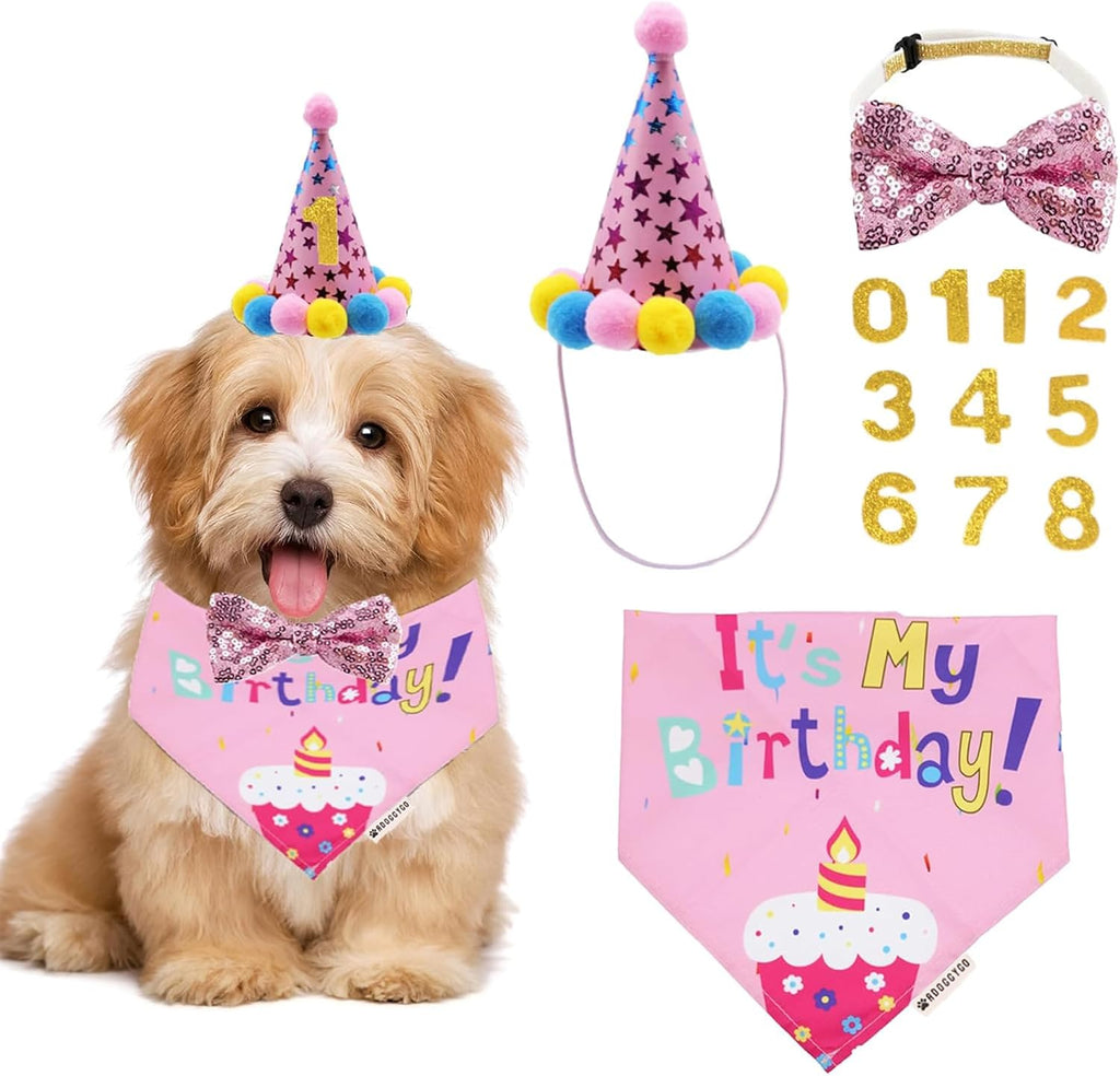 ADOGGYGO Dog Birthday Bandana Scarf and Blue Boy Pet Birthday Party Hat with Cute Bow Tie for Medium Large Dog Pet (Large) - Image 11