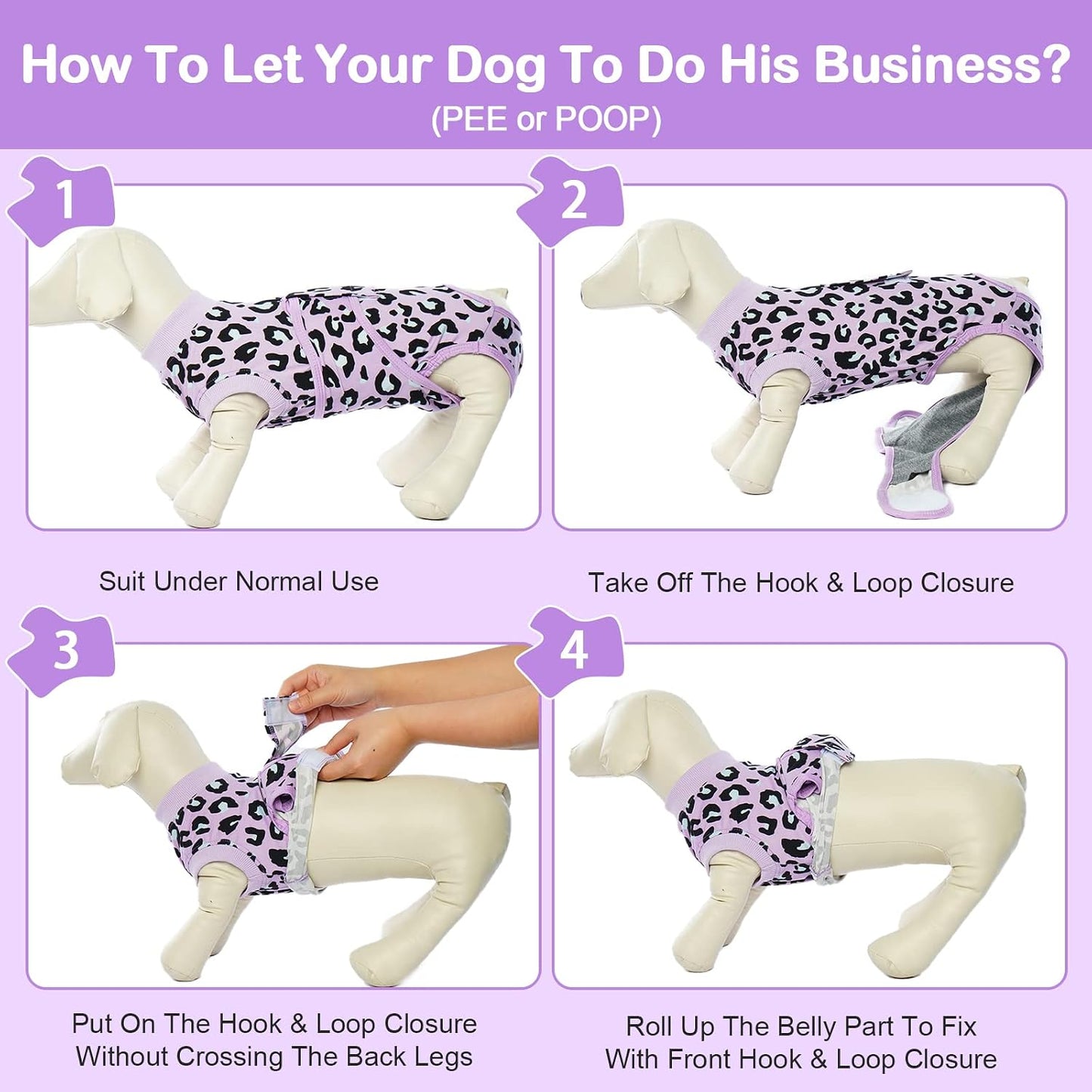 Kuoser breathable pet cone alternative purple leopard clothing pattern close up
