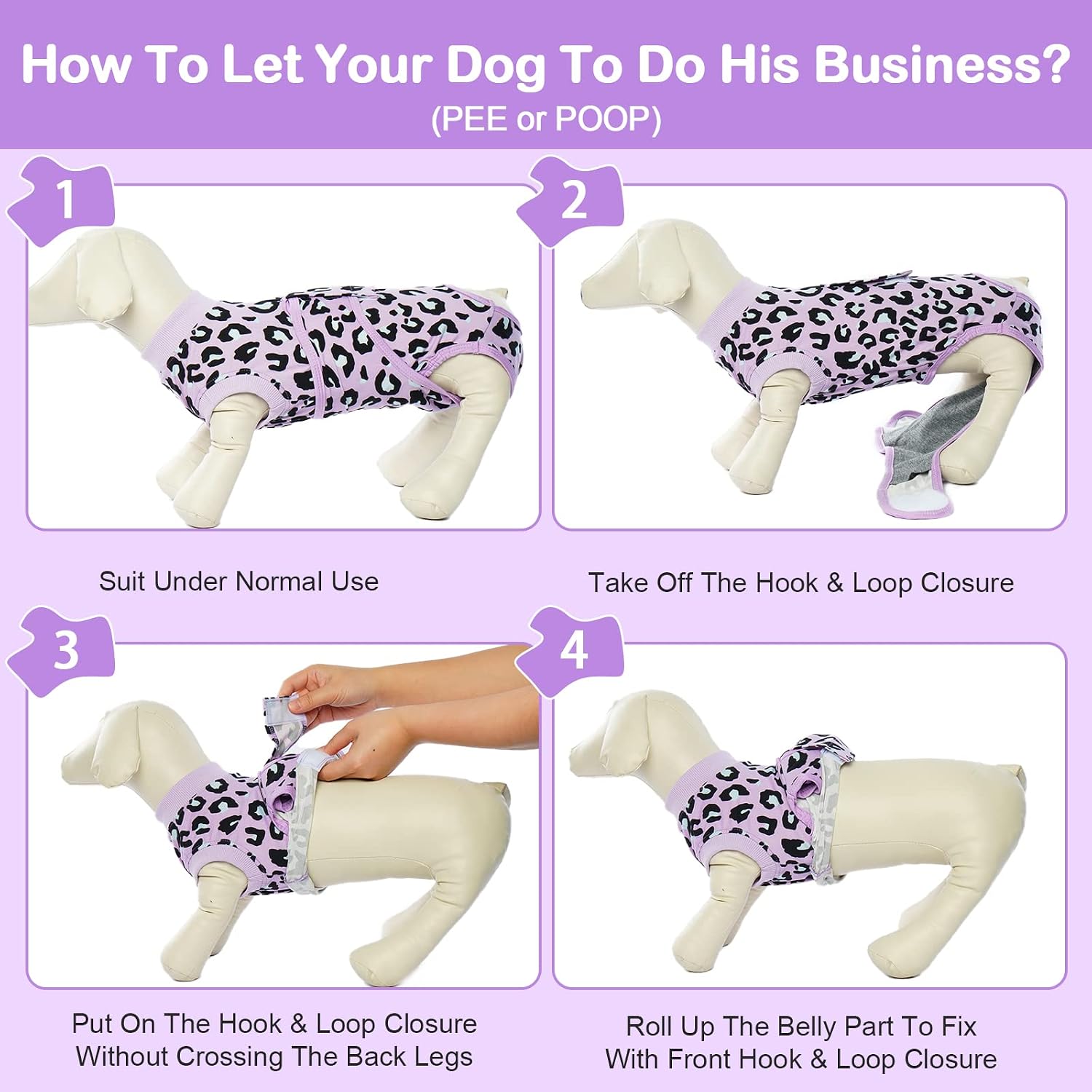 Kuoser breathable pet cone alternative purple leopard clothing pattern close up