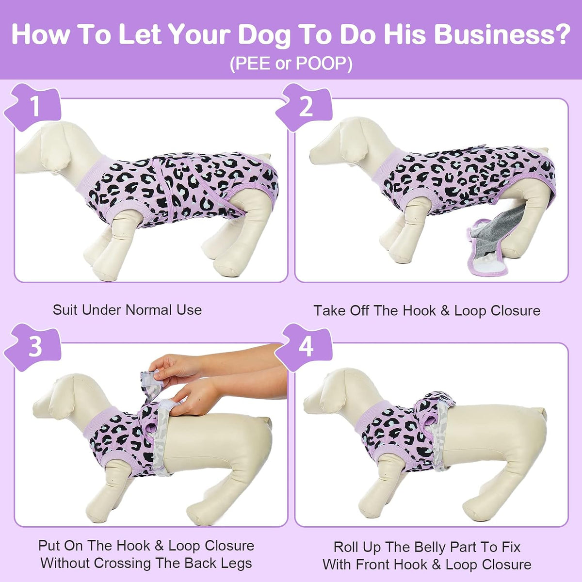 Kuoser breathable pet cone alternative purple leopard clothing pattern close up