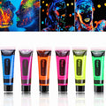 BKPPLZP glow in the dark face and body paint set front view packaging showing six color tubes