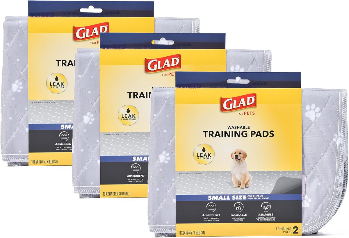 Glad for Pets Washable Dog Pee Pads, Medium, 24 x 36 Inch, 2 Count, Gray with Paw Prints, 3-Layer Leak Protection, No-Slip Vinyl Bottom, Reusable Puppy Training Pads - Image 10