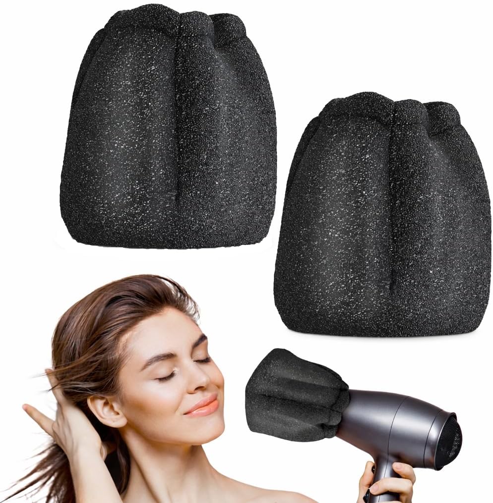 V TOWER hair dryer sock diffuser front view showing black heat resistant foam mesh