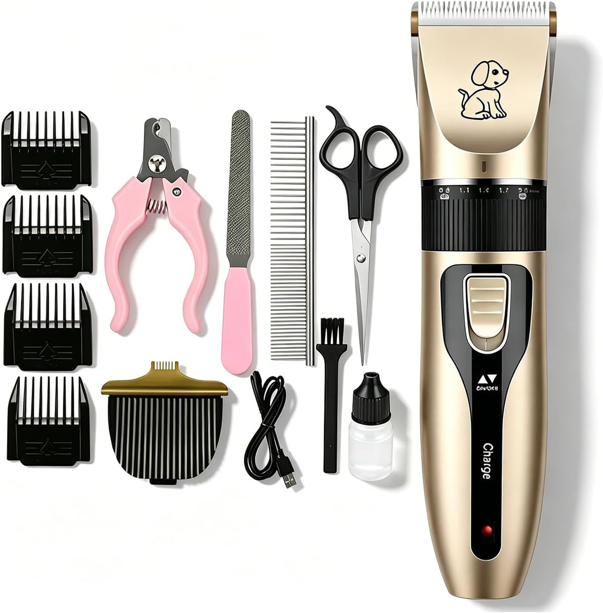 PetJoy cordless dog grooming clippers front view gold edition