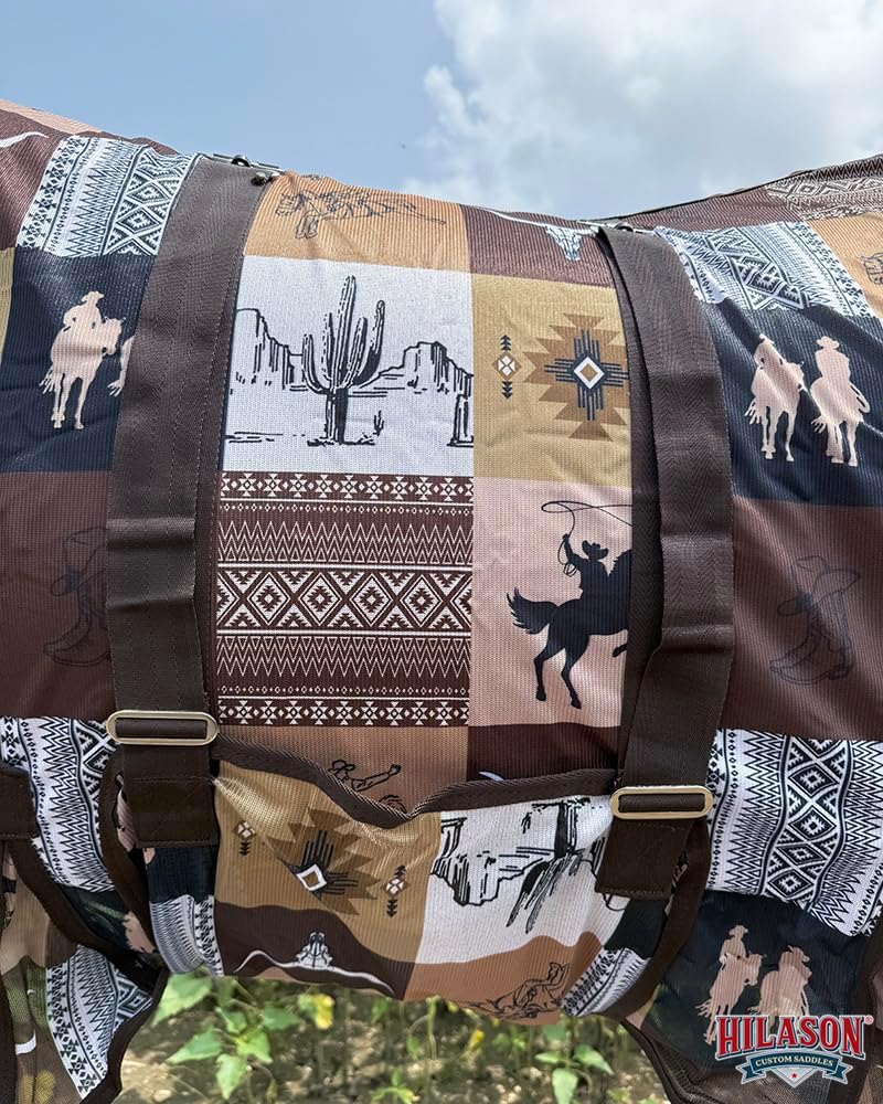 Hilason poly nylon mesh horse rug double buckle closure