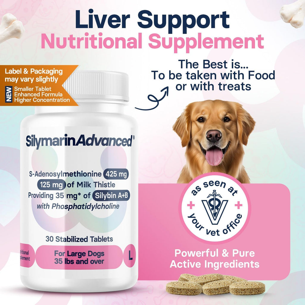 SilymarinAdvanced canine milk thistle tablets ingredients label