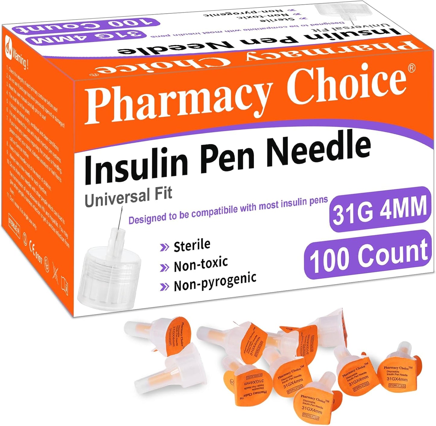 Pharmacy Choice insulin pen needles front box view 100 count