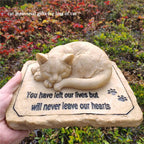 Carchistan cat grave marker angled perspective highlighting engraved text