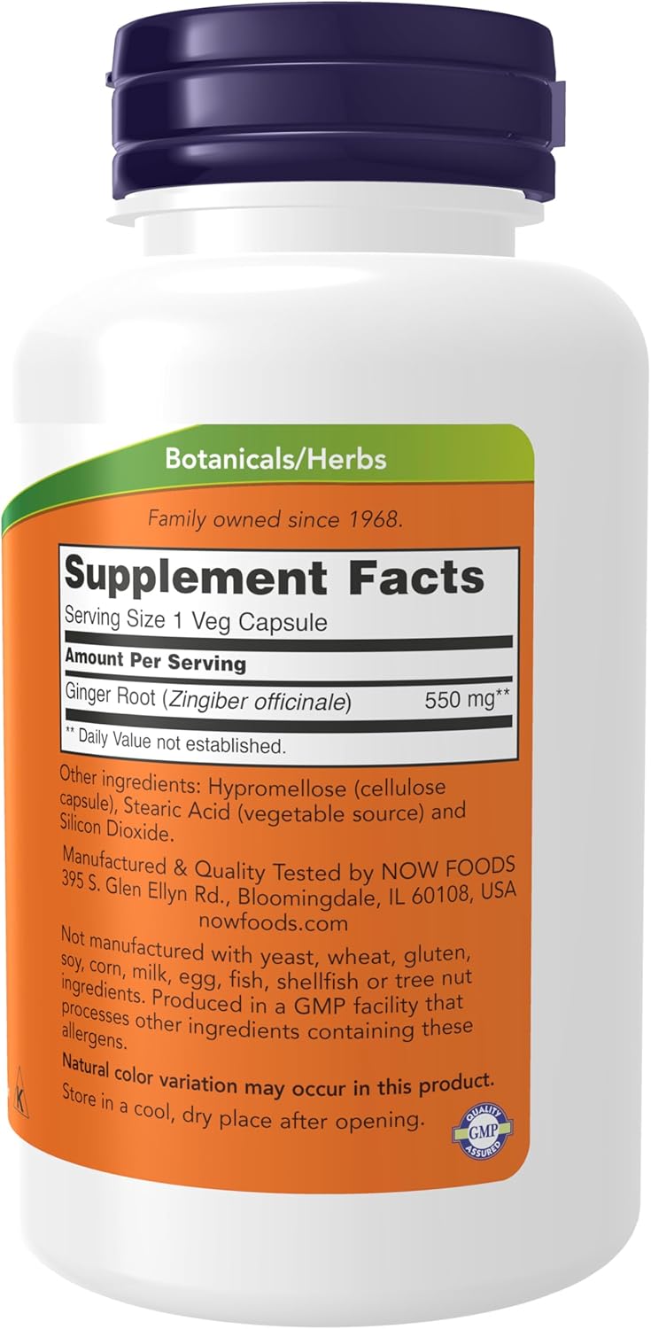 NOW Foods Supplements, Ginger Root (Zingiber officinale) 550 mg, Digestive Support*, 100 Veg Capsules - Image 2