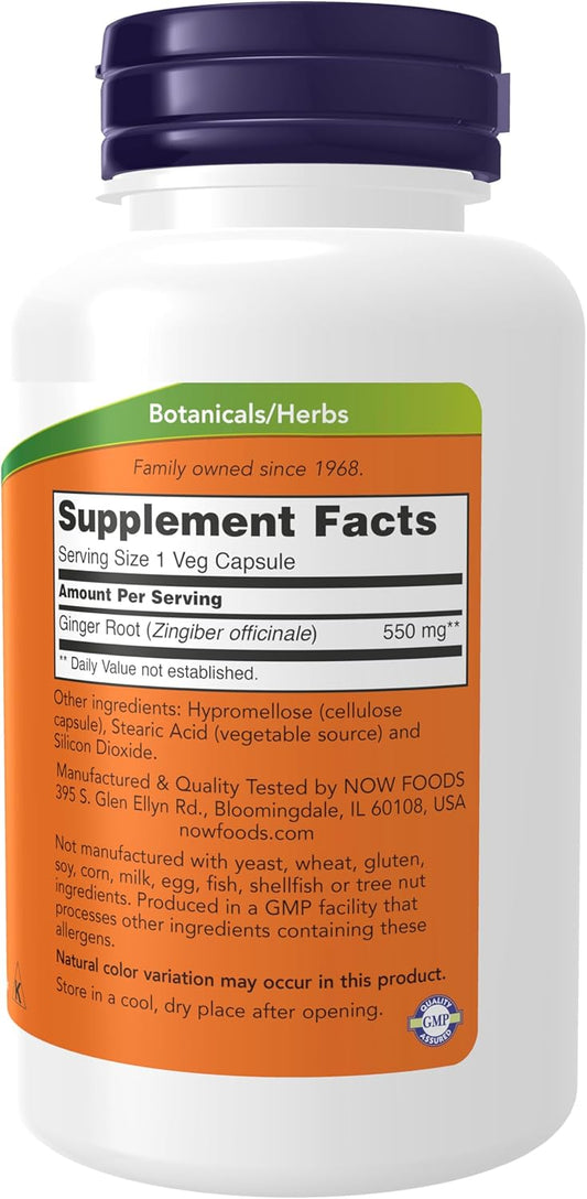 NOW Foods Supplements, Ginger Root (Zingiber officinale) 550 mg, Digestive Support*, 100 Veg Capsules - Image 2