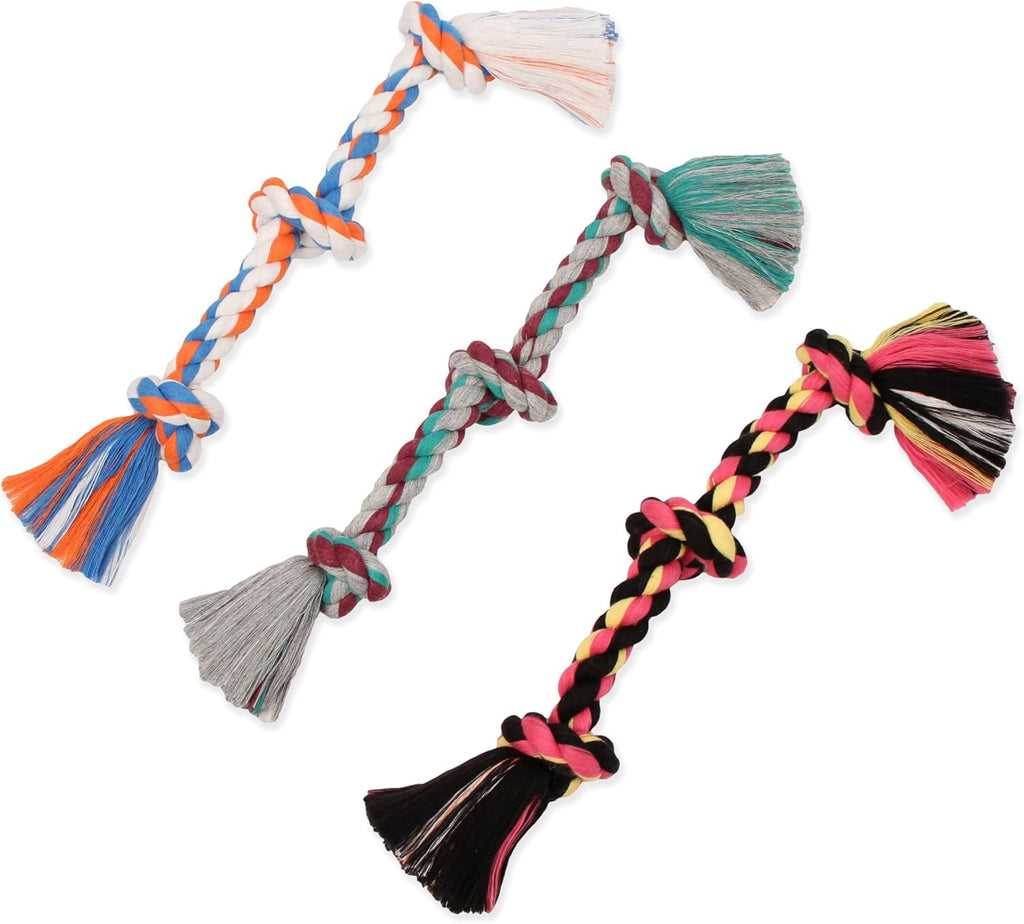 Mammoth colorful tug rope toy sitting on a flat surface demonstrating its size