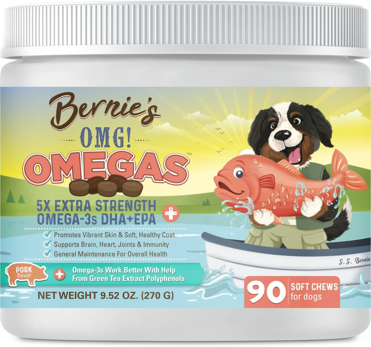 Bernie's OMG! Omegas Chews for Dogs - 5X Extra Strength DHA+EPA, Fish Oil, Healthy Skin & Coat, Allergy Relief, Joint Supplement (Salmon Flavor) - Image 9