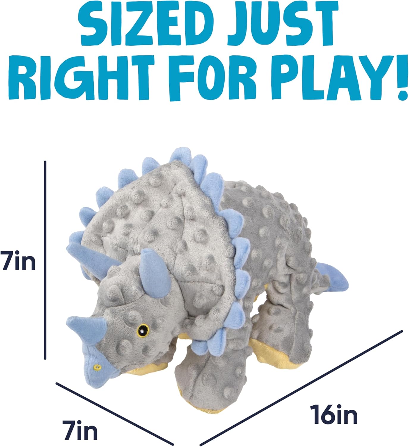 Large goDog squeaky plush toy highlighting the built-in puncture-proof squeaker feature